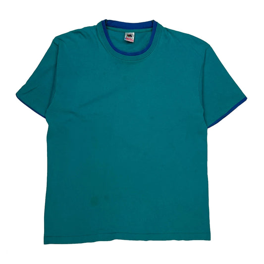 Vintage Fruit Of The Loom Single Stitch T-Shirt - Large Green Cotton