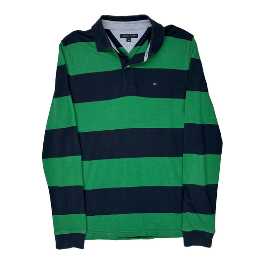 Tommy Hilfiger Striped Polo Shirt - Medium Green Cotton