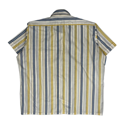 Vintage Sears Striped Short Sleeve Shirt - XL White Cotton