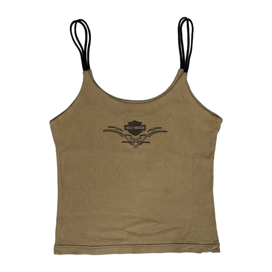 Indianapolis Harley Davidson Graphic Cami Top - Small Beige Cotton