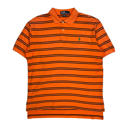 Polo By Ralph Lauren Striped Polo Shirt - Large Orange Cotton