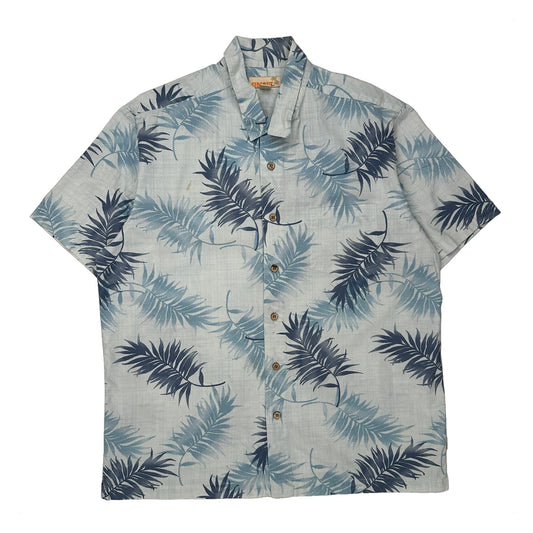 Sideout Floral Hawaiian Shirt - Large Blue Cotton