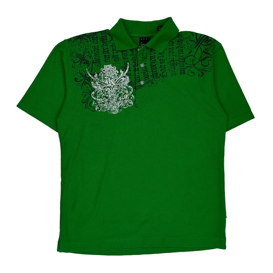 Karl Kani Polo Shirt - Large Green Cotton Blend