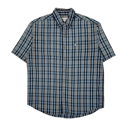 Carhartt Checked Short Sleeve Shirt - Large Black Cotton