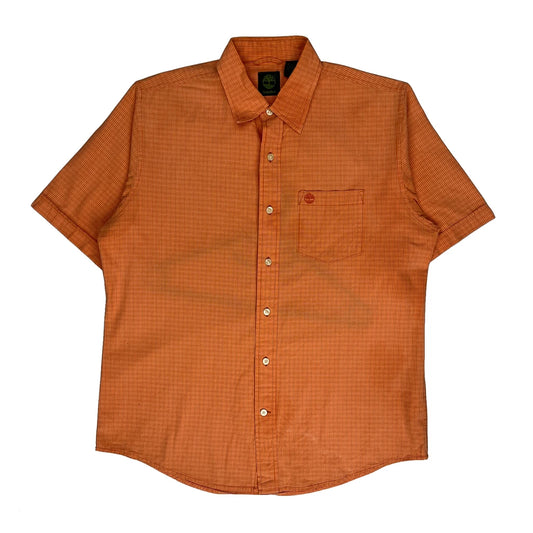 Timberland Checked Short Sleeve Shirt - Medium Orange Cotton