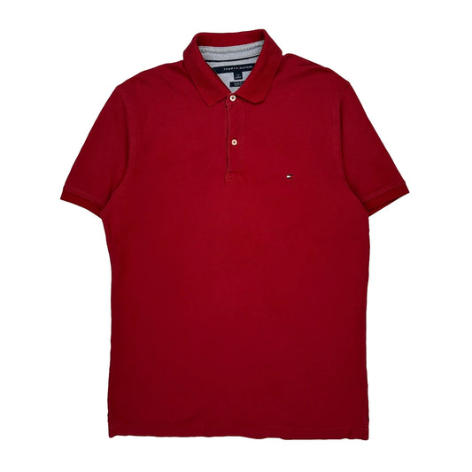 Tommy Hilfiger Slim Fit Polo Shirt - Large Red Cotton