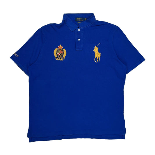 Embroidered Logo Polo By Ralph Lauren Polo Shirt - Large Blue Cotton