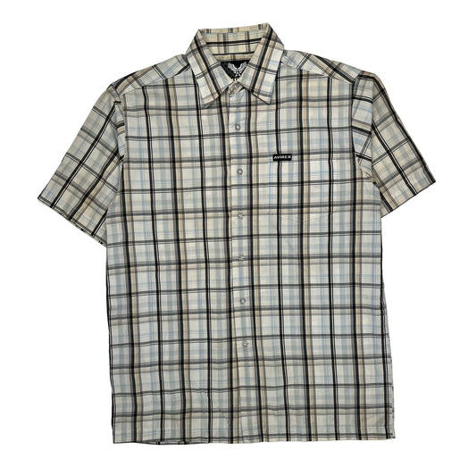 Avirex Checked Short Sleeve Shirt - Medium Beige Cotton