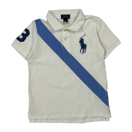Vintage Age 5 Polo By Ralph Lauren Striped Polo Shirt - 2XS White Cotton