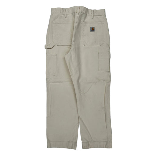 Carhartt Double Knee Carpenter Trousers - 33W 32L Cream Cotton