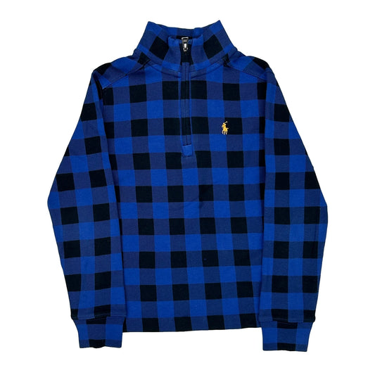 Age 6 Polo By Ralph Lauren Checked 1/4 Zip - Small Blue Cotton