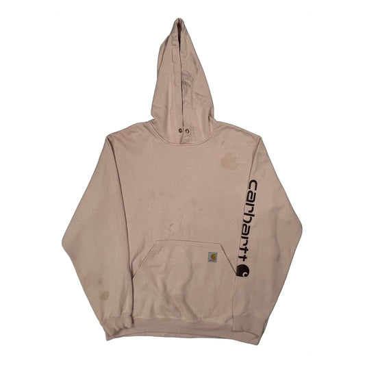 Vintage Loose Fit Carhartt Hoodie - Large Pink Cotton