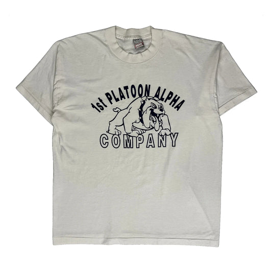 Military Motif Fruit Of The Loom Graphic T-Shirt - XL White Cotton Blend