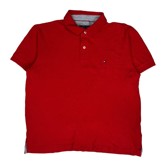 Tommy Hilfiger Polo Shirt - Large Red Cotton