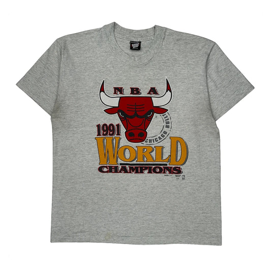 Chicago Bulls Screen Stars Single Stitch T-Shirt - XL Grey Cotton Blend