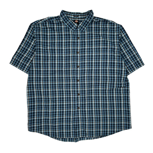 Dickies Checked Short Sleeve Shirt - 2XL Blue Cotton
