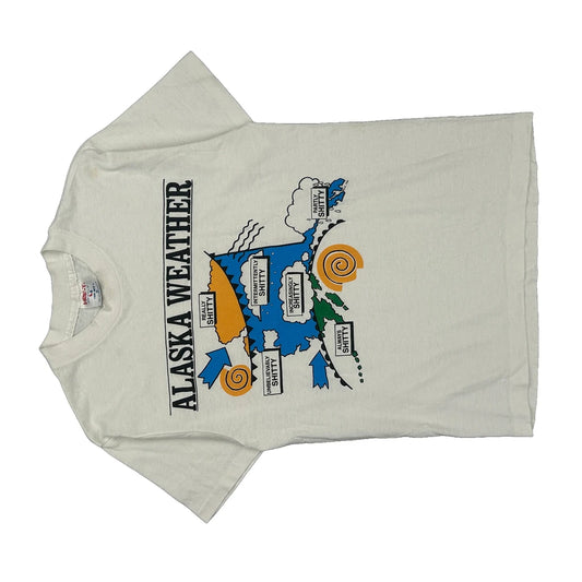 Alaska Weather Tee Jays Single Stitch T-Shirt - Medium White Polyester Blend