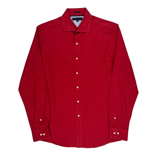 Tommy Hilfiger Slim Fit Shirt - Large Red Cotton