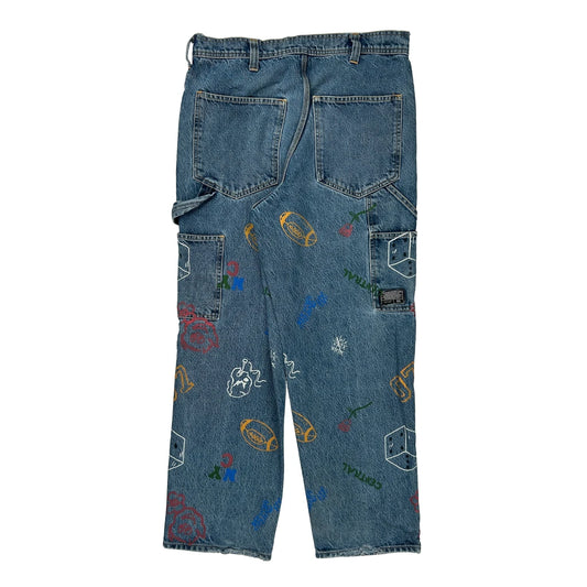 Unbranded Graphic Carpenter Jeans - 34W 30L Multicoloured Denim