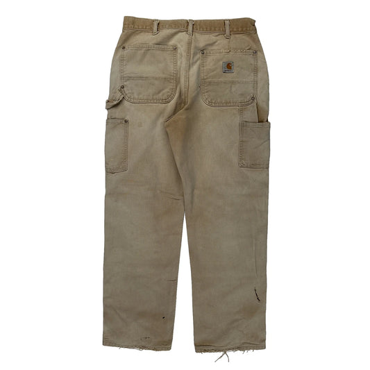 Carhartt Double Knee Carpenter Trousers - 30W 29L Beige Cotton
