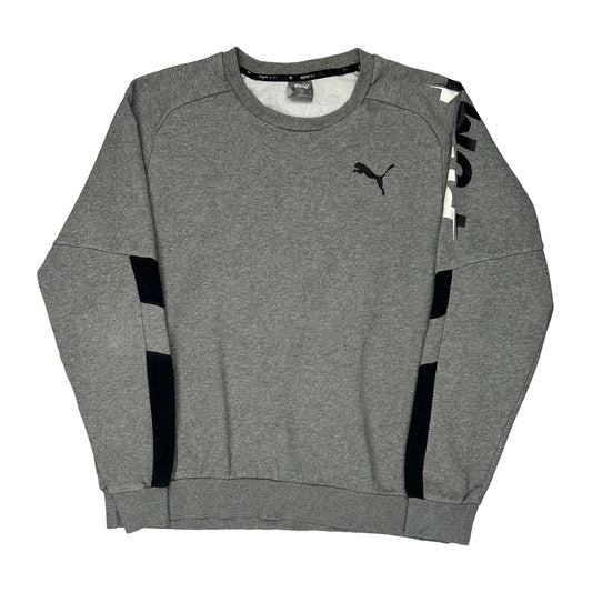 Vintage Puma Sweatshirt - Large Grey Cotton Blend