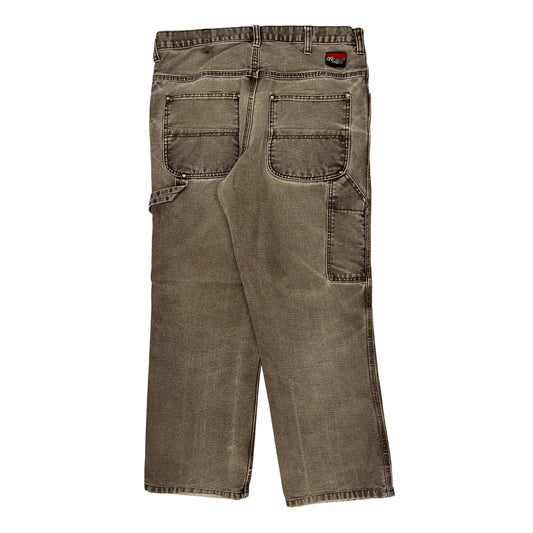 Faded Workwear Carpenter Jeans - 34W 30L Brown Cotton