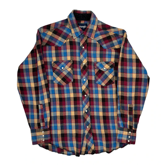 Wrangler Flannel Shirt - Medium Yellow Cotton