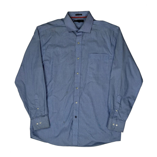 Vintage Tommy Hilfiger Striped Shirt - Medium Blue Cotton