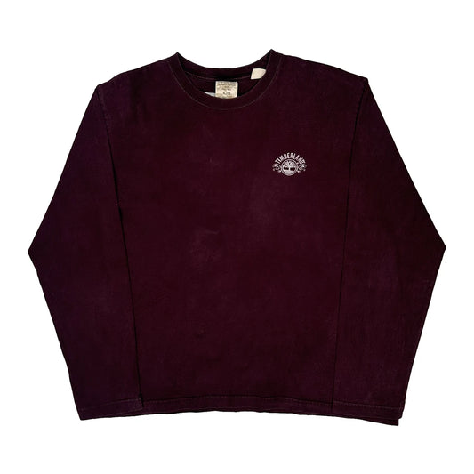 Stratham Issue Timberland Long Sleeve T-Shirt - XL Burgundy Cotton