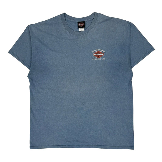 Pensacola Harley Davidson Graphic T-Shirt - XL Blue Cotton