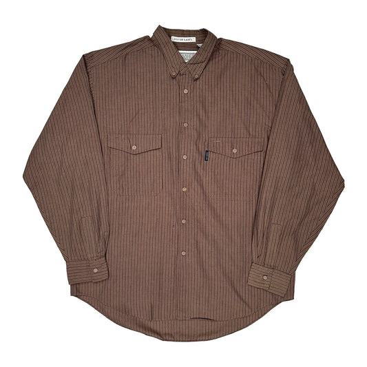 Levis Striped Shirt - Large Brown Polyester Blend