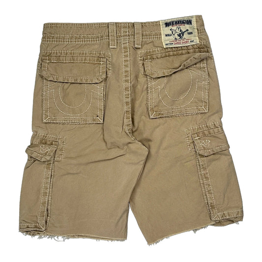 True Religion Cargo Cargo Shorts - 32W 11L Beige Cotton