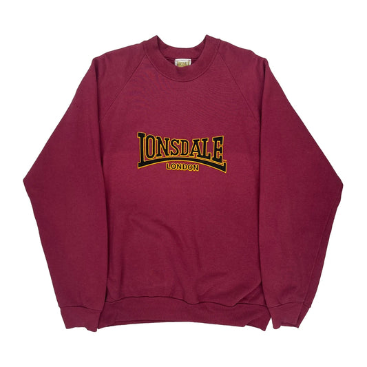 Lonsdale Spellout Sweatshirt - Large Burgundy Cotton
