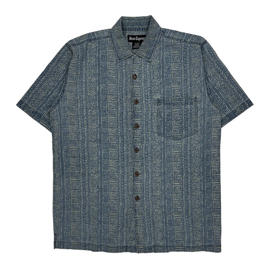 Noon Express Short Sleeve Shirt - Medium Blue Cotton