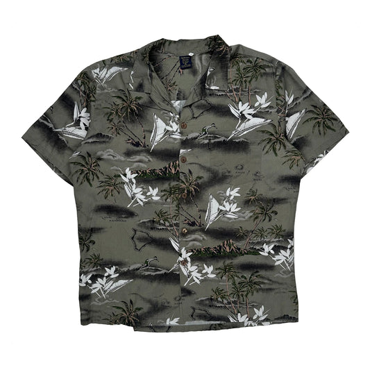 Palmwave Floral Hawaiian Shirt - XL Green Cotton