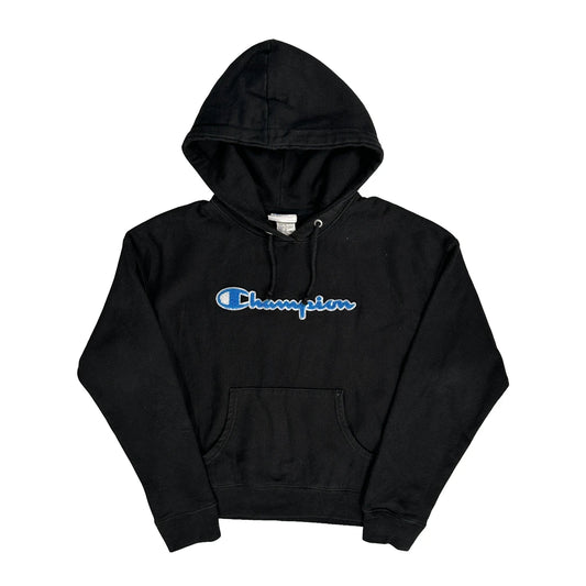 Vintage Reverse Weave Champion Spellout Hoodie - Medium Black Cotton