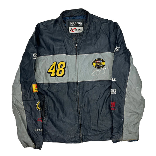 Jimmie Johnson Chase Authentics Nascar Leather Jacket - 2XL Blue Leather