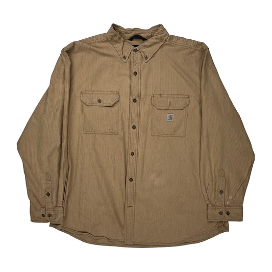 Carhartt Striped Shirt - 2XL Brown Cotton