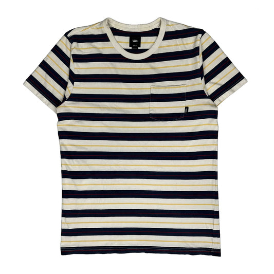 Vintage Vans Striped T-Shirt - Medium White Cotton