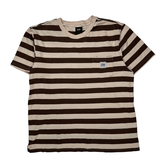 Pocket On Chest Lee Striped T-Shirt - XL Brown Cotton