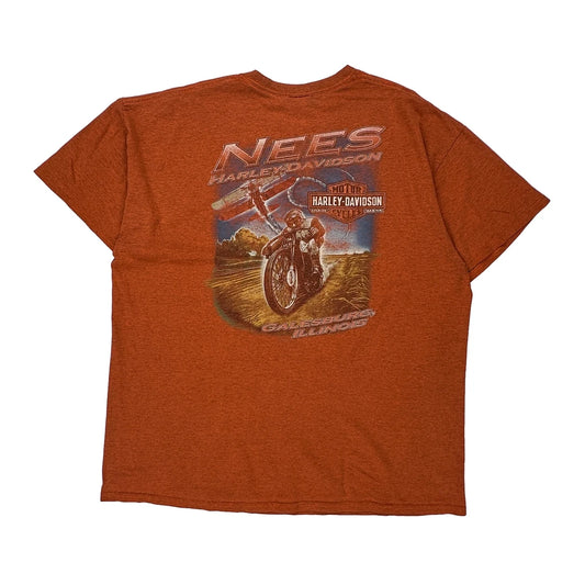 Motorcycles Harley Davidson Graphic T-Shirt - XL Orange Cotton