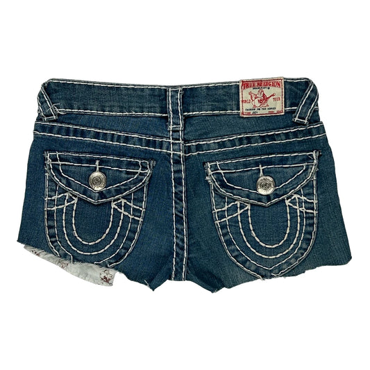 True Religion Mini Denim Shorts - 28W US 0 Blue Cotton