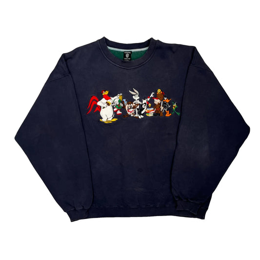 Looney Tunes Characters Warner Bros Cartoon Sweatshirt - XL Navy Cotton