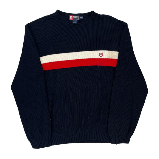 Chaps Ralph Lauren Striped Jumper - XL Navy Cotton