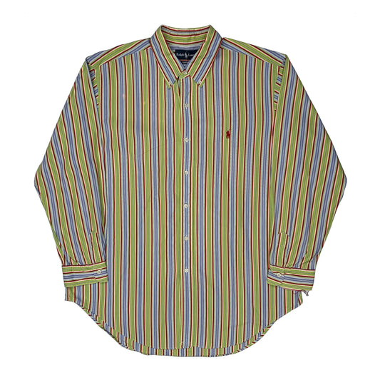 Classic Fit Ralph Lauren Striped Shirt - XL Green Cotton