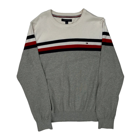 Tommy Hilfiger Striped Jumper - Large Black Cotton