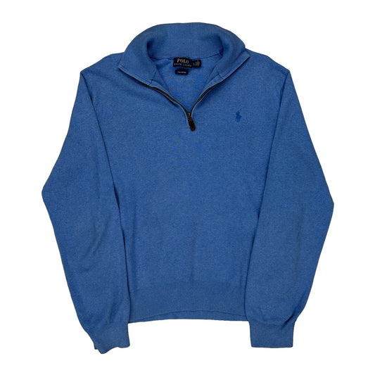 Polo By Ralph Lauren 1/4 Zip - Large Blue Cotton