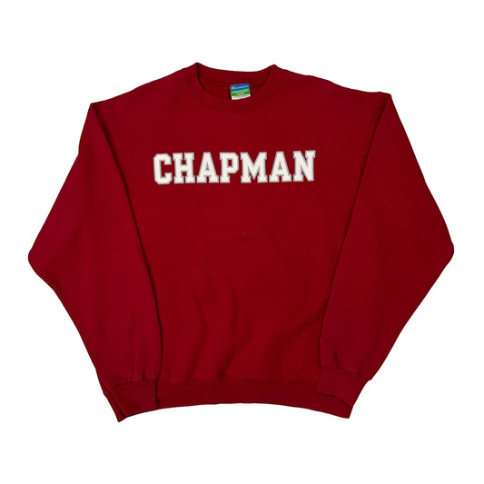 Chapman Champion College Sweatshirt - Large Red Cotton