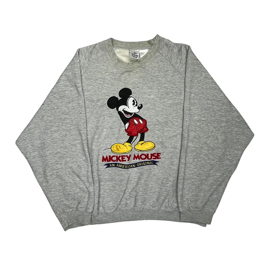 Vintage Mickey Mouse Disney Graphic Sweatshirt - 2XL Grey Cotton