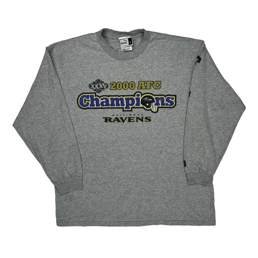 Baltimore Ravens Puma Nfl Long Sleeve T-Shirt - Large Grey Cotton